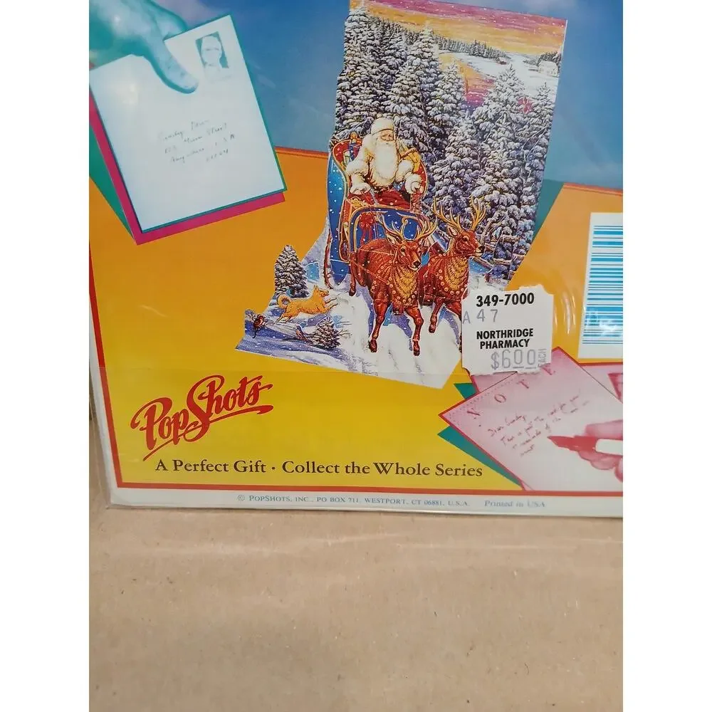 Vintage PopShots Through The Woods Pop Up Greeting Card Santa Sleigh Christmas